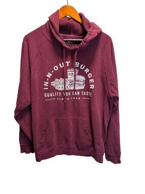 In-N-Out Burger Maroon Hoodie XL Pullover Graphic Logo 52% Cotton 48% Polyester